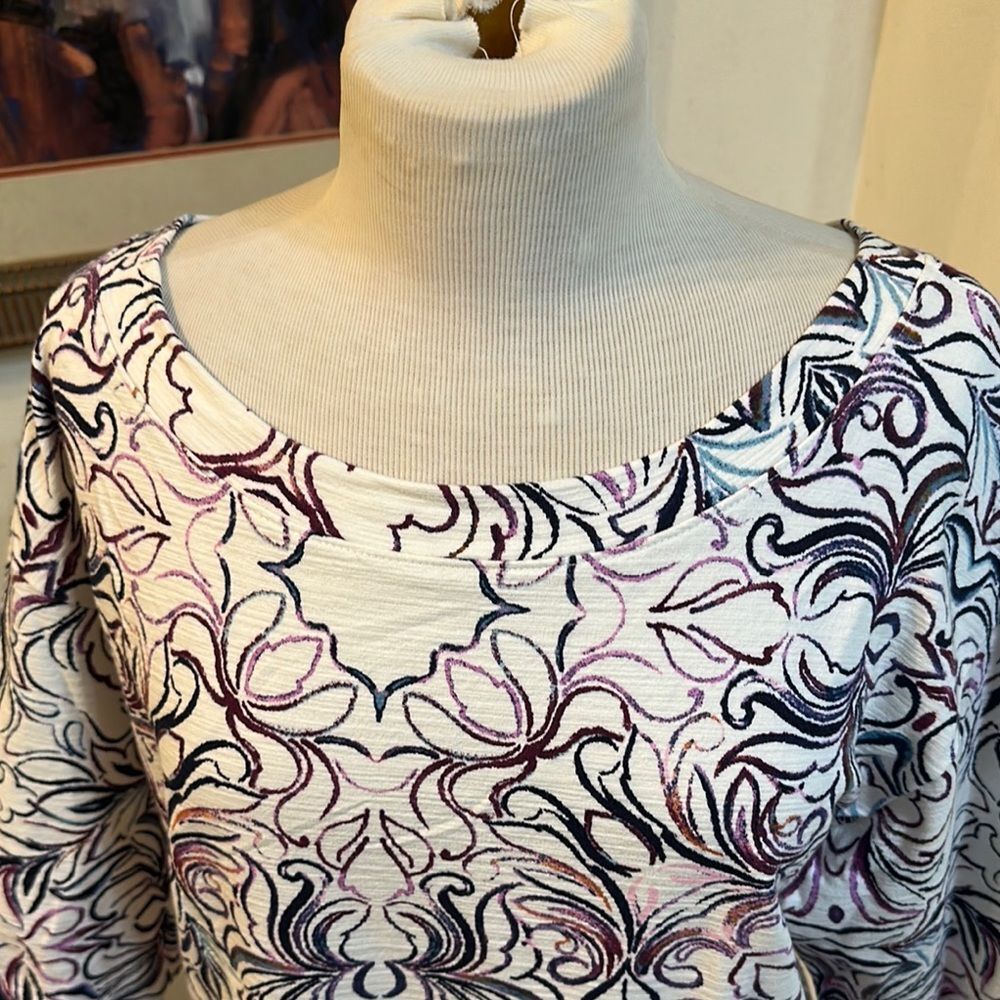 T By Talbots Patterned Cotton Top - Size 1x - image 5